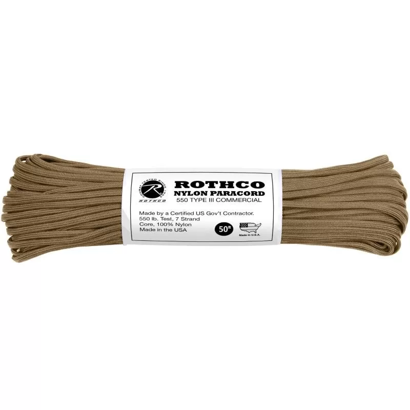 Bracelet De Survie Et Paracorde Paracorde 550 15 Mètres Rothco Nylon Paracord Coyote 1 Bracelet De Survie Et Paracorde Paracorde 550 15 Mètres Rothco Nylon Paracord Coyote