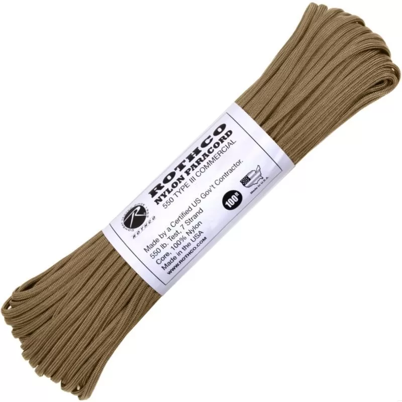 Bracelet De Survie Et Paracorde Paracorde 550 30 Mètres Rothco Nylon Paracord Coyote 1 Bracelet De Survie Et Paracorde Paracorde 550 30 Mètres Rothco Nylon Paracord Coyote