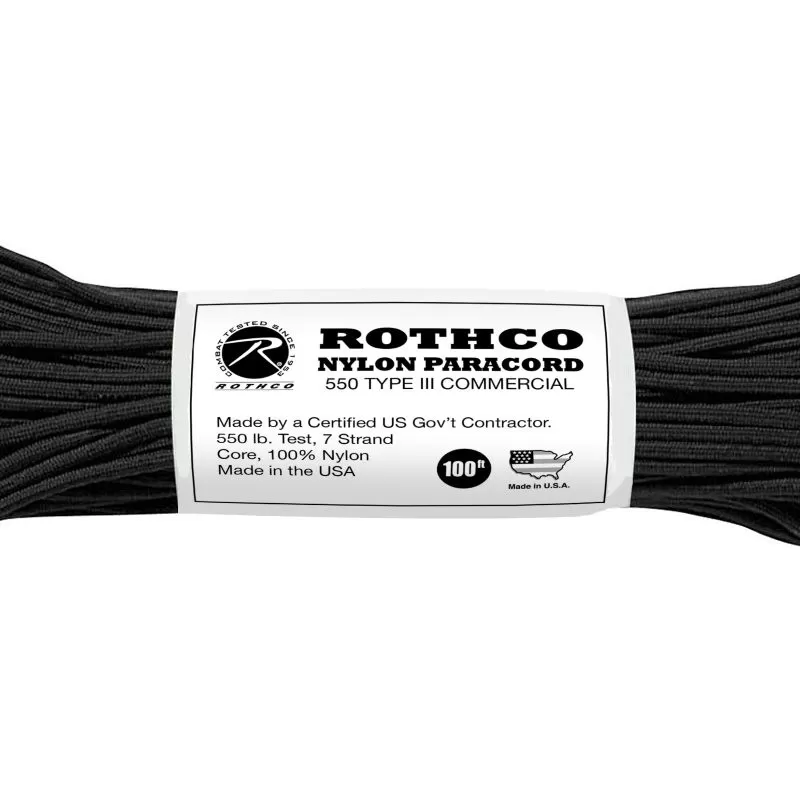 Bracelet De Survie Et Paracorde Paracorde 550 30 Mètres Rothco Nylon Paracord Noire 2 Bracelet De Survie Et Paracorde Paracorde 550 30 Mètres Rothco Nylon Paracord Noire – Image 2