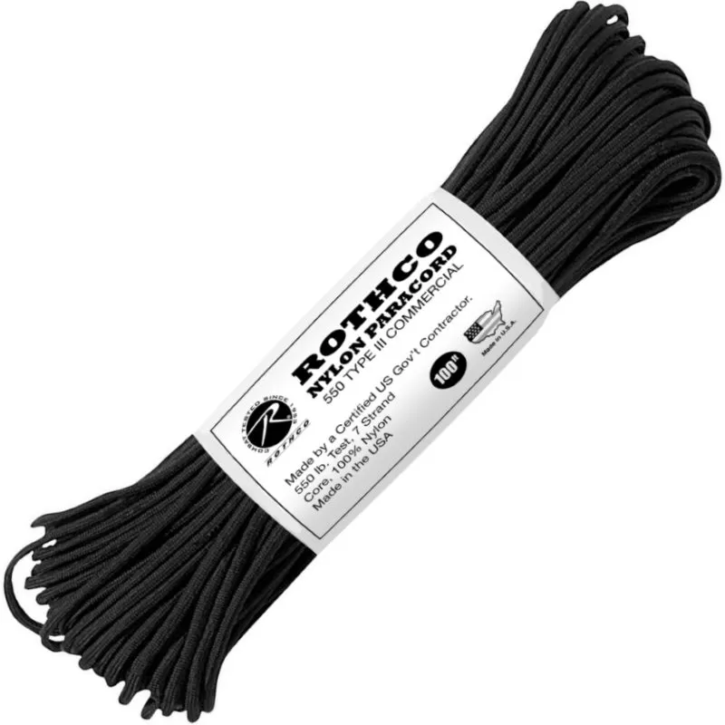 Bracelet De Survie Et Paracorde Paracorde 550 30 Mètres Rothco Nylon Paracord Noire 1 Bracelet De Survie Et Paracorde Paracorde 550 30 Mètres Rothco Nylon Paracord Noire