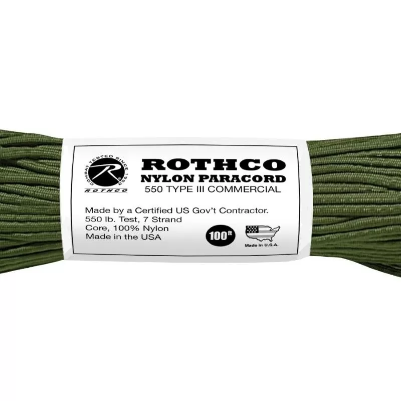 Bracelet De Survie Et Paracorde Paracorde 550 30 Mètres Rothco Nylon Paracord Vert Armée 2 Bracelet De Survie Et Paracorde Paracorde 550 30 Mètres Rothco Nylon Paracord Vert Armée – Image 2